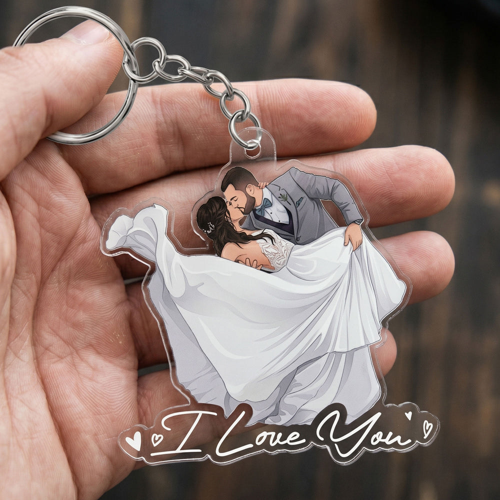 Custom Faceless Portrait Car Ornament, Anniversary Gifts For Him, Her - Personalized Keychain