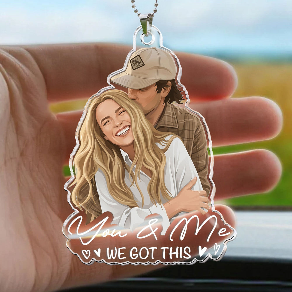 Custom Faceless Portrait Car Ornament, Anniversary Gifts For Him, Her - Personalized Rear View Mirror Accessory