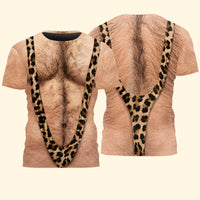 Funny 3D Hairy Chest Borat Swimsuit Shirt - Mens Beach & Bachelor Party Gag Gift