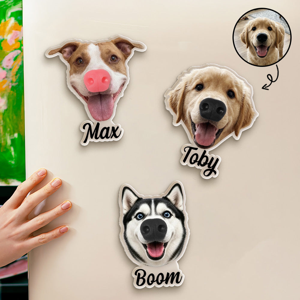 Custom Funny Face Gift For Dog Lover, Dog Mom, Dog Dad - Personalized Fridge Magnet