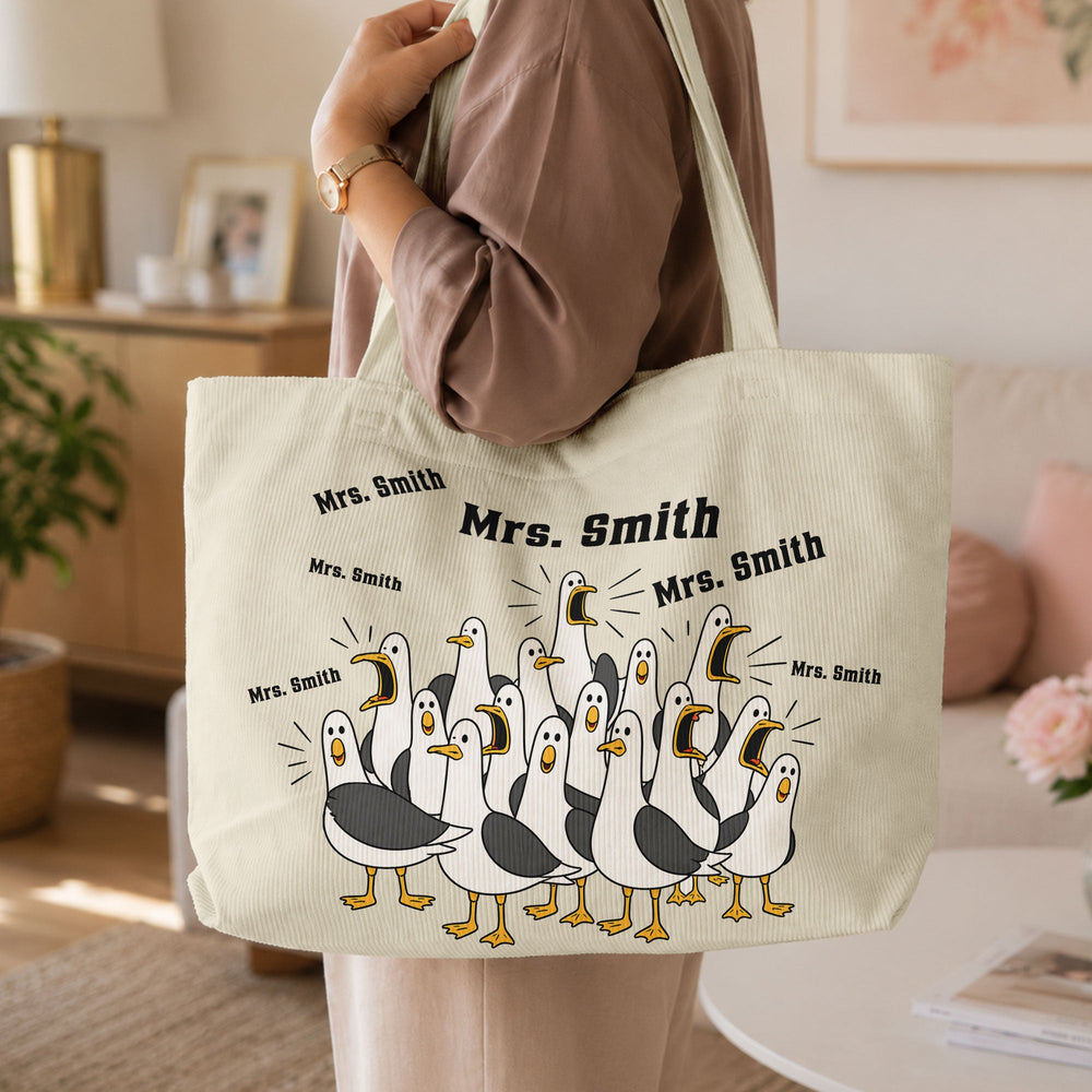 Custom Funny Seagulls Teacher - Personalized Tote Bag