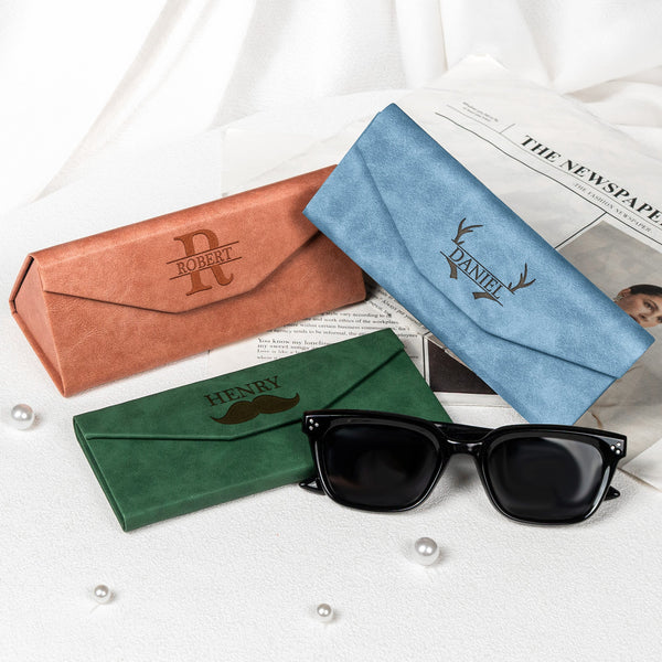 Custom Initial Names For Him, Son, Husband, Boyfriend, Coworkers - Personalized Leather Glasses Case