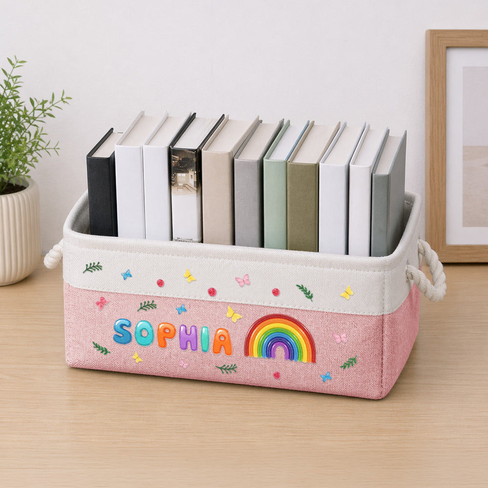 Custom Kid's Name, Rainbow Alphabet - Personalized Storage Basket