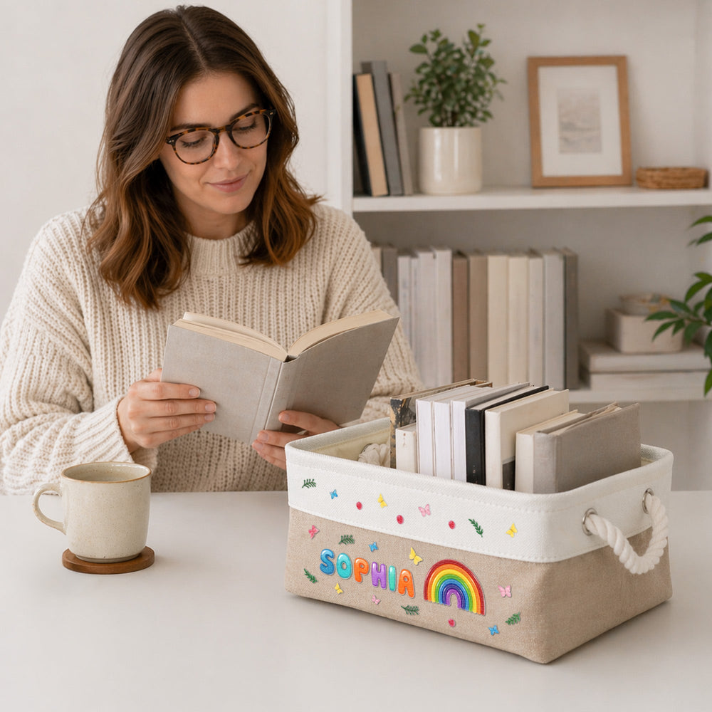 Custom Kid's Name, Rainbow Alphabet - Personalized Storage Basket