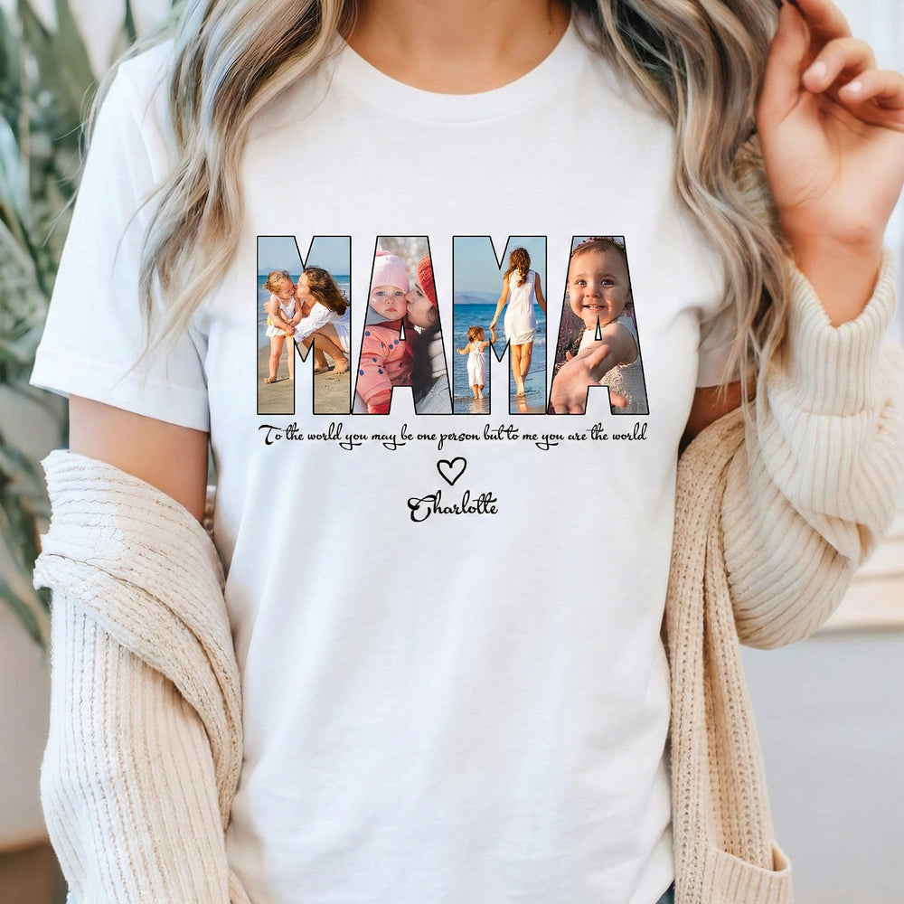 Custom MAMA Photo Shirt Gift For Mom, Wife - Personalized Photo Shirt