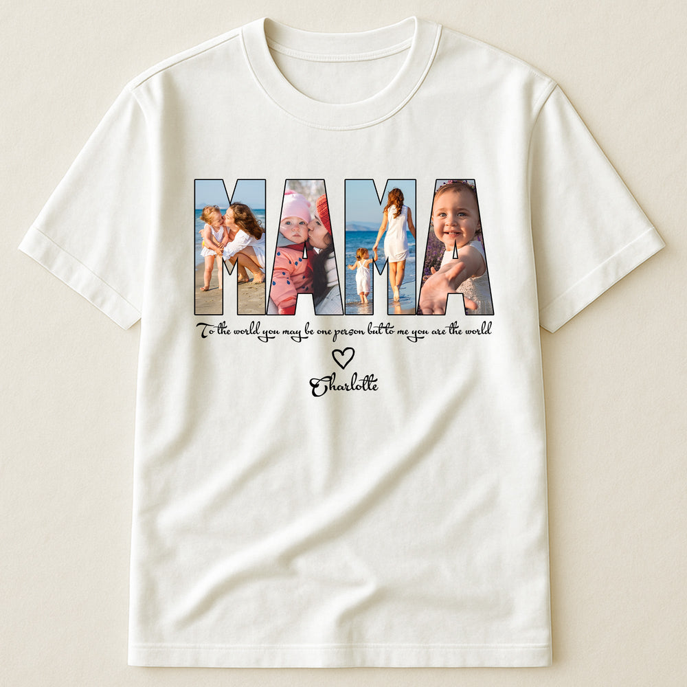 Custom MAMA Photo Shirt Gift For Mom, Wife - Personalized Photo Shirt
