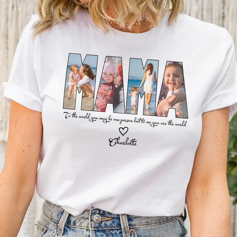Custom MAMA Photo Shirt Gift For Mom, Wife - Personalized Photo Shirt