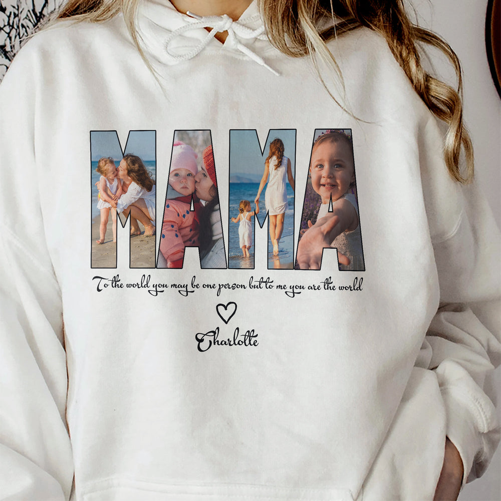 Custom MAMA Photo Shirt Gift For Mom, Wife - Personalized Photo Shirt