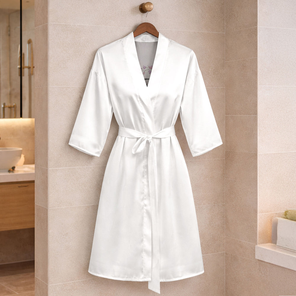 Custom Name And Birth Flower Bridesmaid Wedding Birthday Robe - Personalized Robe