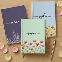 Custom Name & Birth Flower Birthday Gift For Her, Sisters, Daughter, Friends - Personalized Journal