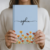 Custom Name & Birth Flower Birthday Gift For Her, Sisters, Daughter, Friends - Personalized Journal