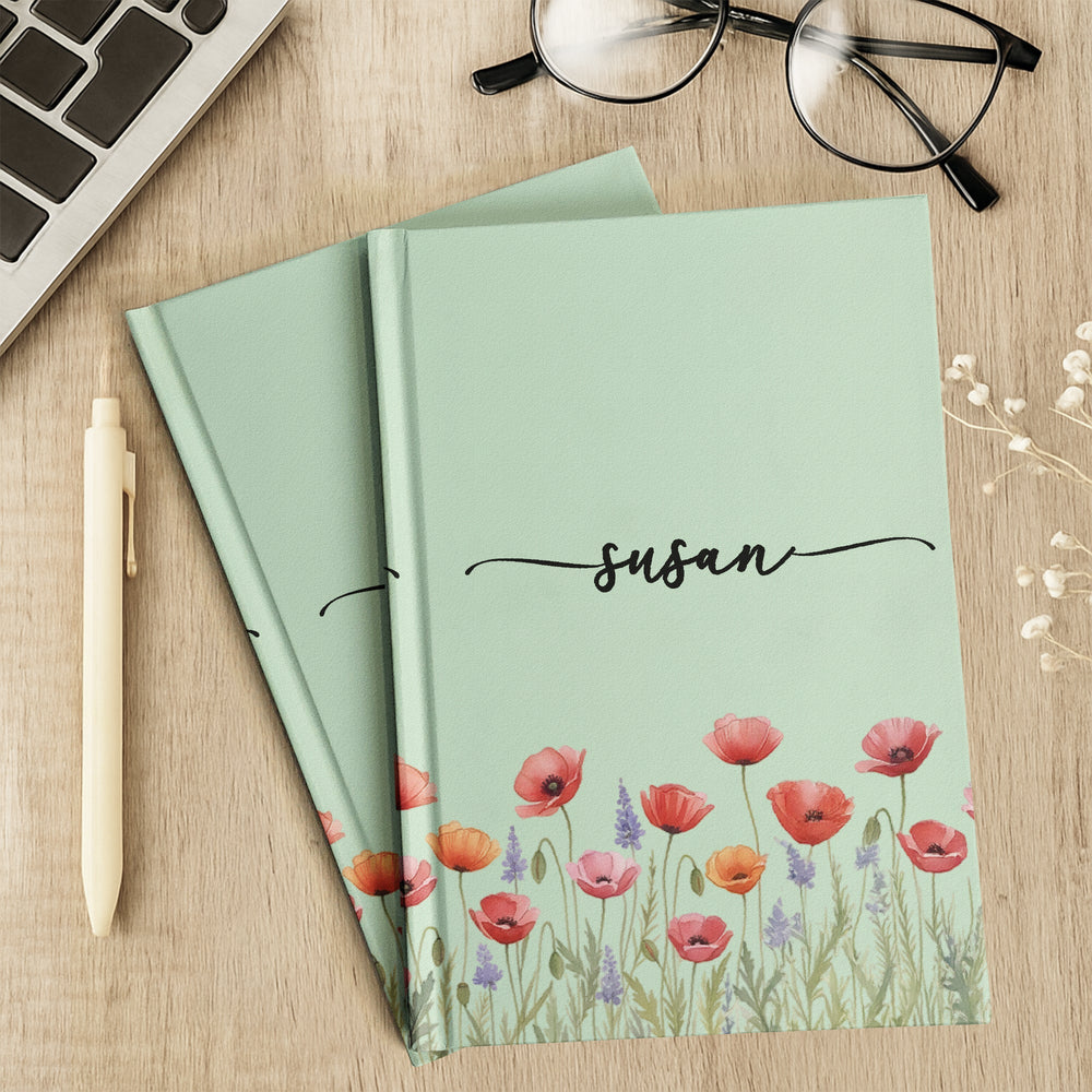 Custom Name & Birth Flower Birthday Gift For Her, Sisters, Daughter, Friends - Personalized Journal