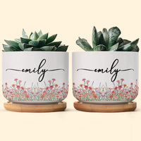 Custom Name & Birth Flower Birthday Gift For Her, Sisters, Daughter, Friends, Coworkers - Personalized Plant Pot