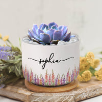 Custom Name & Birth Flower Birthday Gift For Her, Sisters, Daughter, Friends, Coworkers - Personalized Plant Pot