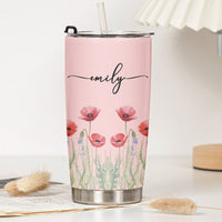 Custom Name & Birth Flower Birthday Gift For Her, Sisters, Daughter, Friends, Coworkers - Personalized Tumbler