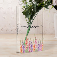 Custom Name & Birth Flower Birthday Gift For Her, Sisters, Daughter, Friends - Personalized Vase
