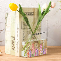 Custom Name & Birth Flower Birthday Gift For Her, Sisters, Daughter, Friends - Personalized Vase