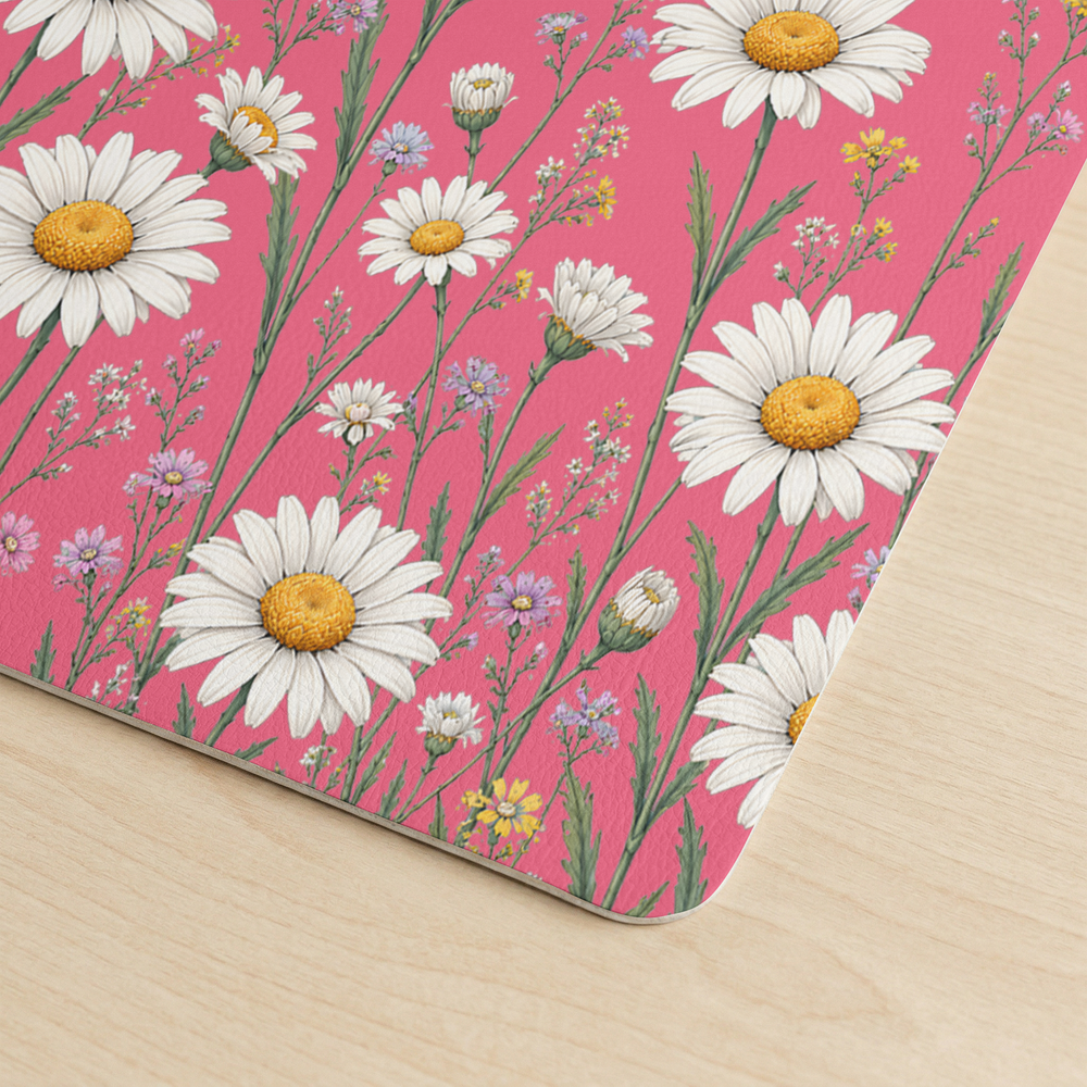 Personalized Birth Flower Desk Mat - Custom Name PU Leather Mouse Pad Gift for Her