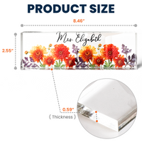 Personalized Birth Flower Acrylic Desk Name Plate – Custom Name Desk Decor & Office Sign Gift for Teacher, Coworker, Boss