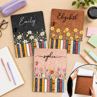 Personalized Birth Flower Leather Clipboard, Custom Name Gift for Teacher & Coworker