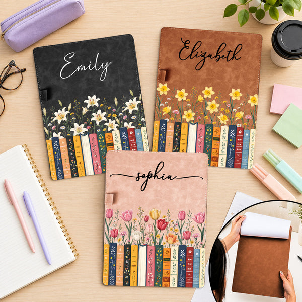 Personalized Birth Flower Leather Clipboard, Custom Name Gift for Teacher & Coworker