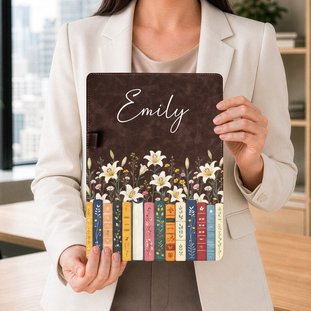 Personalized Birth Flower Leather Clipboard, Custom Name Gift for Teacher & Coworker