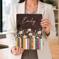 Personalized Birth Flower Leather Clipboard, Custom Name Gift for Teacher & Coworker