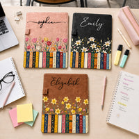 Personalized Birth Flower Leather Clipboard, Custom Name Gift for Teacher & Coworker