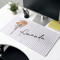 Custom Name & Birth Flower Gift For Her - Personalized Desk Mat