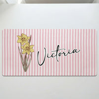 Custom Name & Birth Flower Gift For Her - Personalized Desk Mat