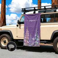 Custom Name & Birth Flower Gift For Her, Sisters, Daughter, Friends - Personalized Beach Towel