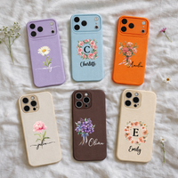 Custom Name & Birth Flower Gifts For Her, Sisters, Daughter, Friends - Personalized Leather Phone Case