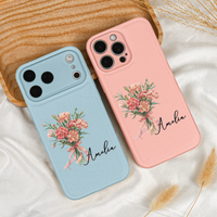 Custom Name & Birth Flower Gifts For Her, Sisters, Daughter, Friends - Personalized Leather Phone Case