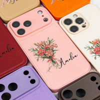 Custom Name & Birth Flower Gifts For Her, Sisters, Daughter, Friends - Personalized Leather Phone Case