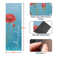 Custom Name, Birth Flower - Personalized Yoga Mat