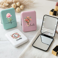 Custom Name & Birth Flowers For Her, Daughter, Friends, Bridesmaid - Personalized Mirror