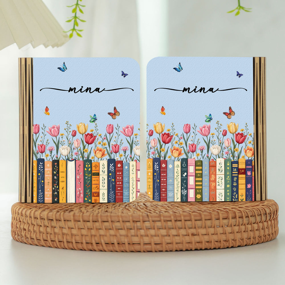 Personalized Birth Flower Book Lamp - Custom Name Folding Night Light Gift for Book Lovers