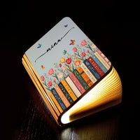 Personalized Birth Flower Book Lamp - Custom Name Folding Night Light Gift for Book Lovers