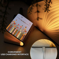 Personalized Birth Flower Book Lamp - Custom Name Folding Night Light Gift for Book Lovers