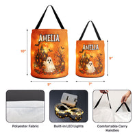 Personalized Halloween LED Candy Bag, Custom Name Trick or Treat Basket for Kids