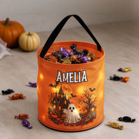 Personalized Halloween LED Candy Bag, Custom Name Trick or Treat Basket for Kids