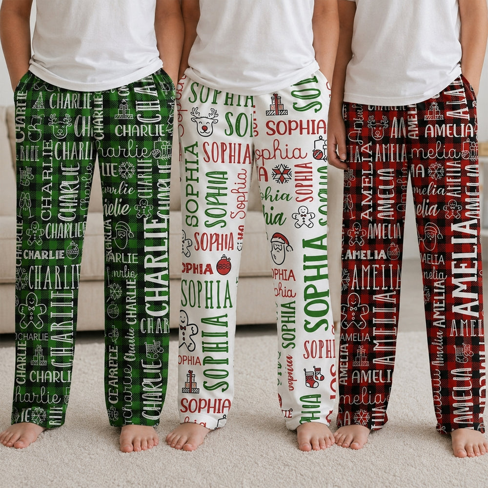 Custom Name Christmas Lounge Pants - Matching Family Holiday Pajamas