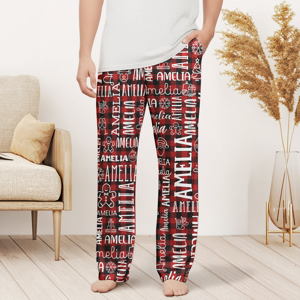 Custom Name Christmas Lounge Pants - Matching Family Holiday Pajamas