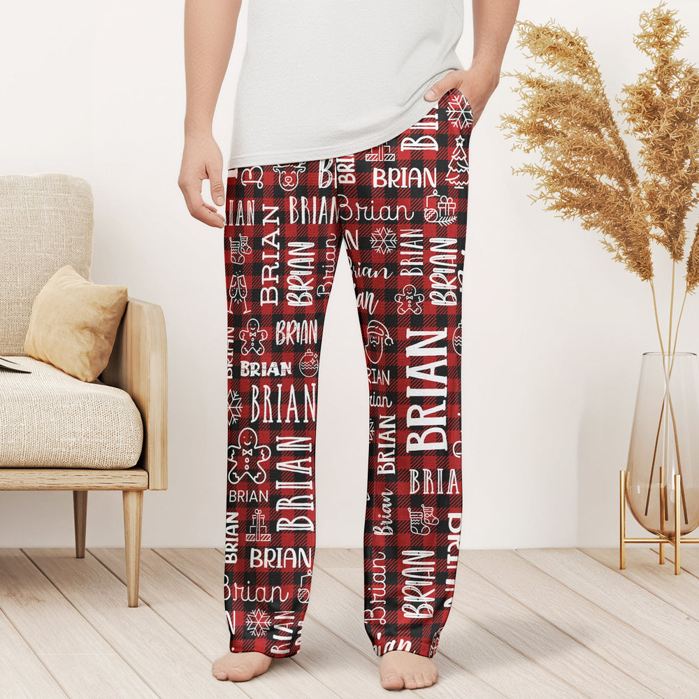 Custom Name Christmas Lounge Pants - Matching Family Holiday Pajamas