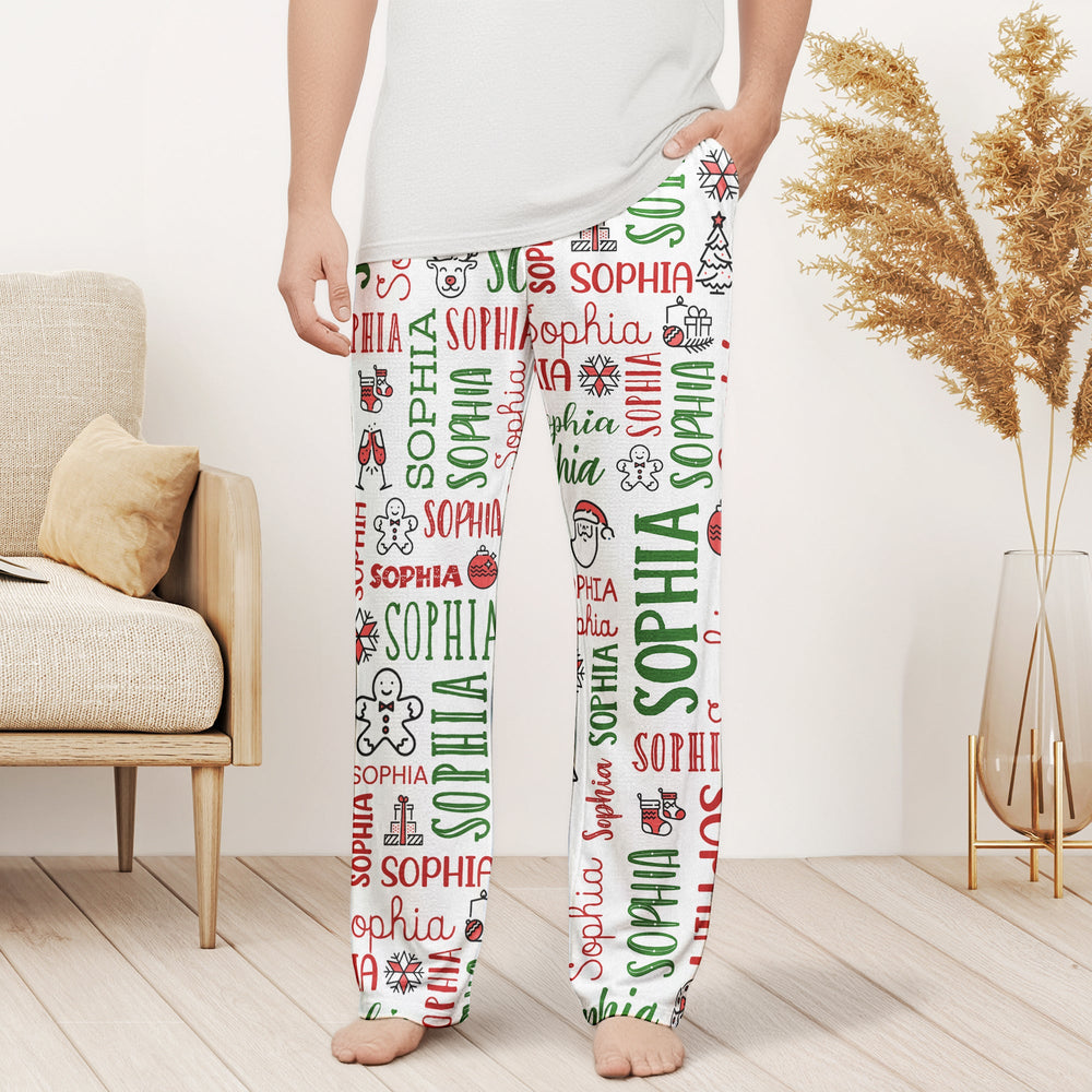 Custom Name Christmas Lounge Pants - Matching Family Holiday Pajamas