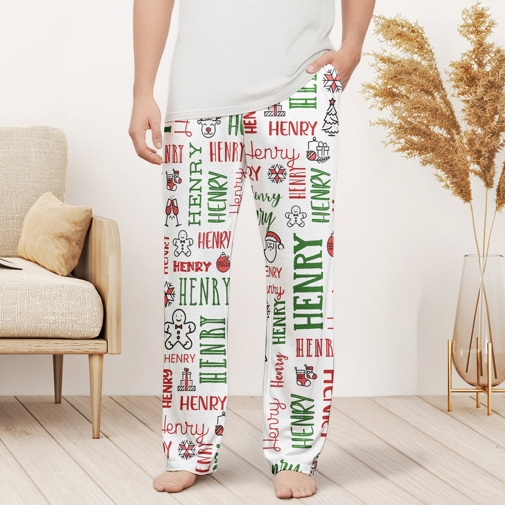 Custom Name Christmas Lounge Pants - Matching Family Holiday Pajamas