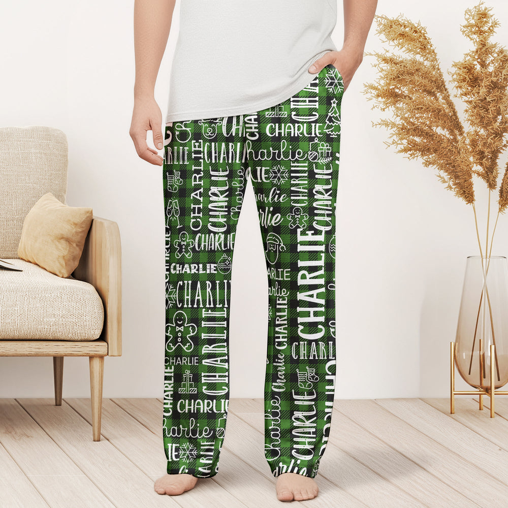 Custom Name Christmas Lounge Pants - Matching Family Holiday Pajamas