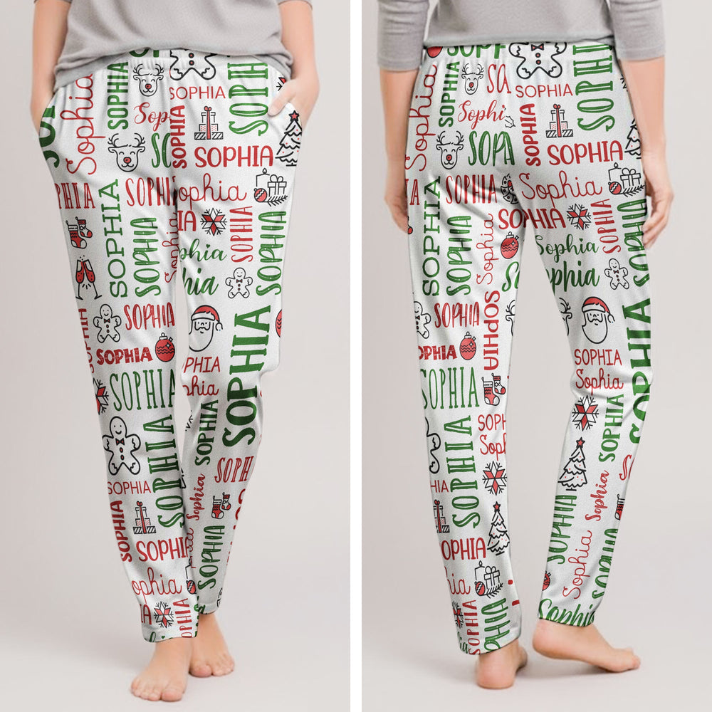 Custom Name Christmas Lounge Pants - Matching Family Holiday Pajamas