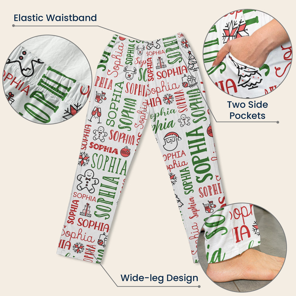 Custom Name Christmas Lounge Pants - Matching Family Holiday Pajamas