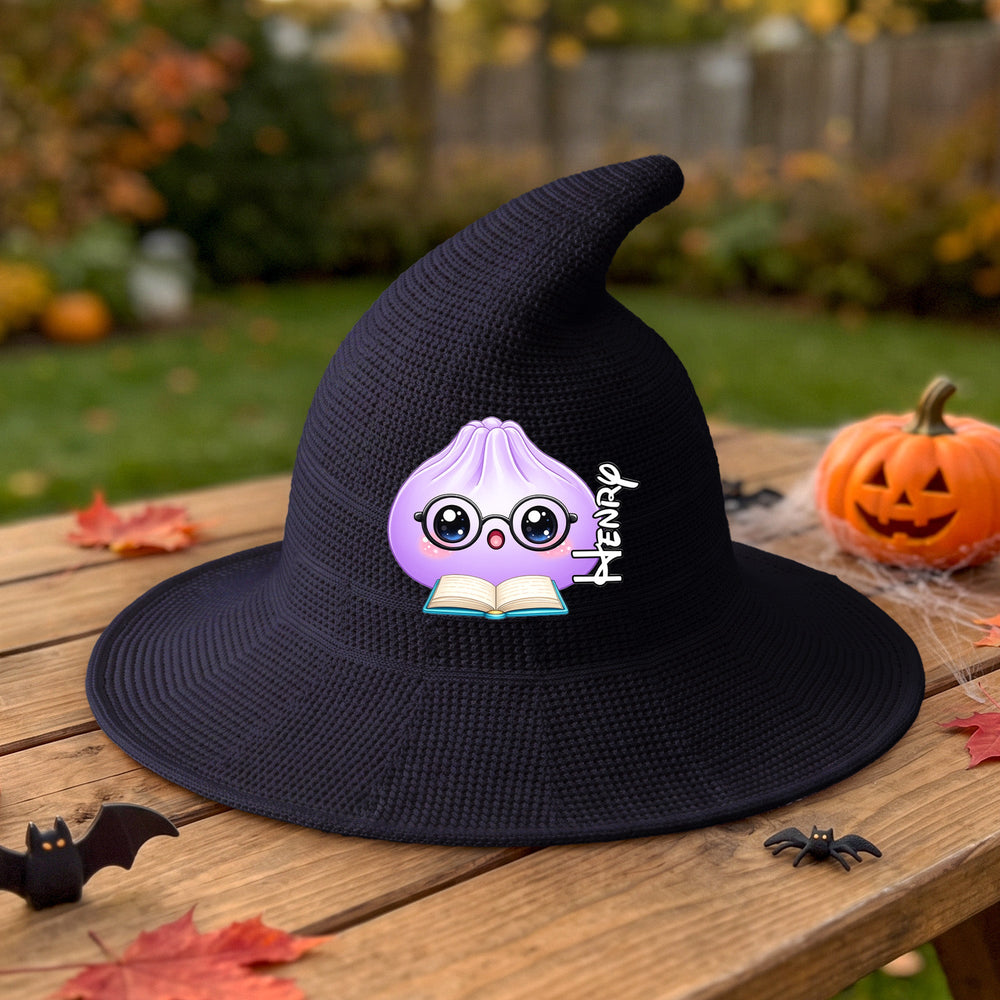 Personalized Cute Dumpling Witch Hat - Custom Halloween Costume Hat for Kids & Adults